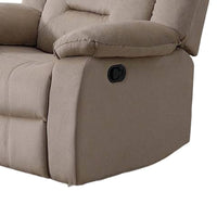 Niko Manual Recliner Chair, Plush Tufted Beige Velvet, Solid Wood -BM326109
