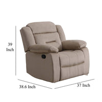 Niko Manual Recliner Chair, Plush Tufted Beige Velvet, Solid Wood -BM326109