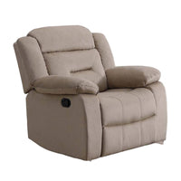 Niko Manual Recliner Chair, Plush Tufted Beige Velvet, Solid Wood -BM326109