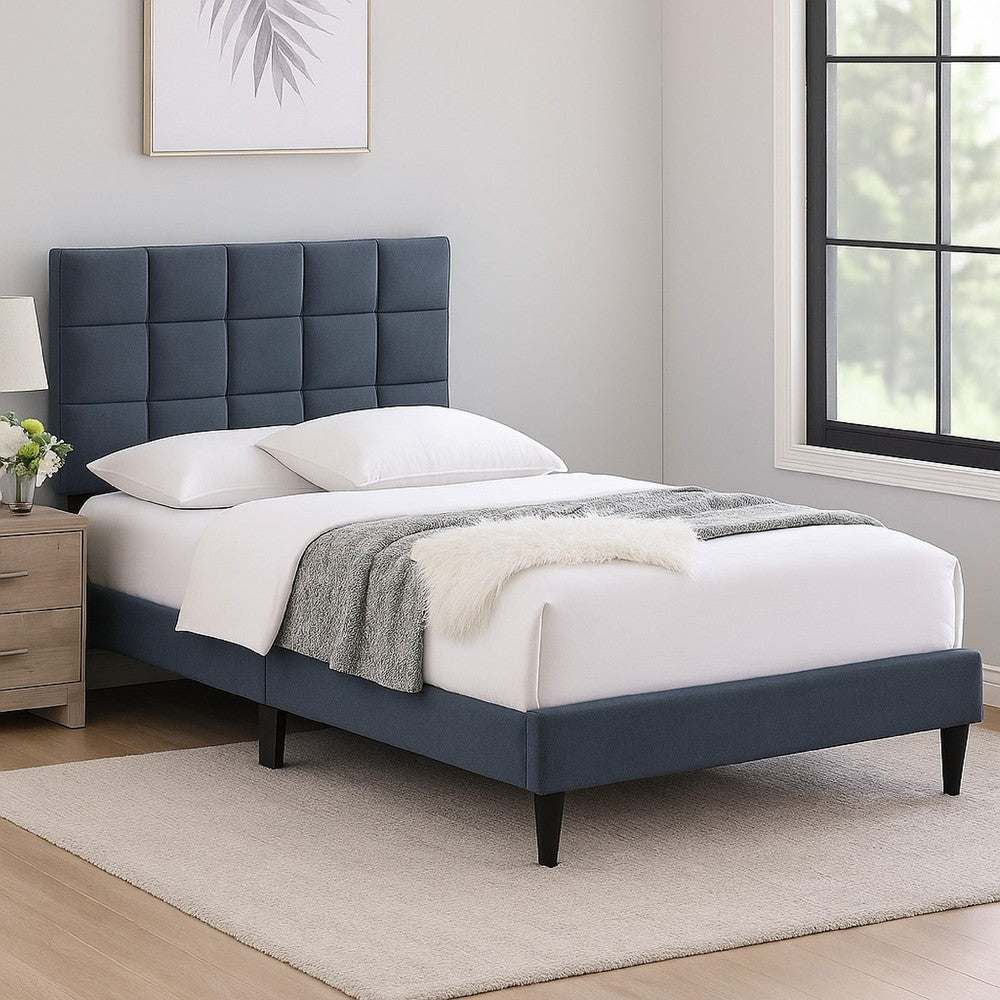 Lilian Full Bed, Soft Biscuit Tufted Charcoal Gray Linen Upholstery -BM326124