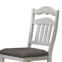 Zeke Dining Chairs, Set of 2, Ladder Back, Classic White Wood, Gray Fabric -BM326138
