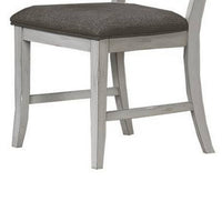 Zeke Dining Chairs, Set of 2, Ladder Back, Classic White Wood, Gray Fabric -BM326138