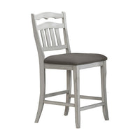 Zeke Counter Height Chairs, Set of 2, Ladder Back, Classic White Wood, Dark Gray -BM326139