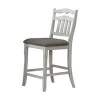 Zeke Counter Height Chairs, Set of 2, Ladder Back, Classic White Wood, Dark Gray -BM326139