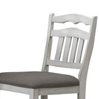 Zeke Counter Height Chair, Ladder Back, Classic White Wood, Dark Gray -BM326139