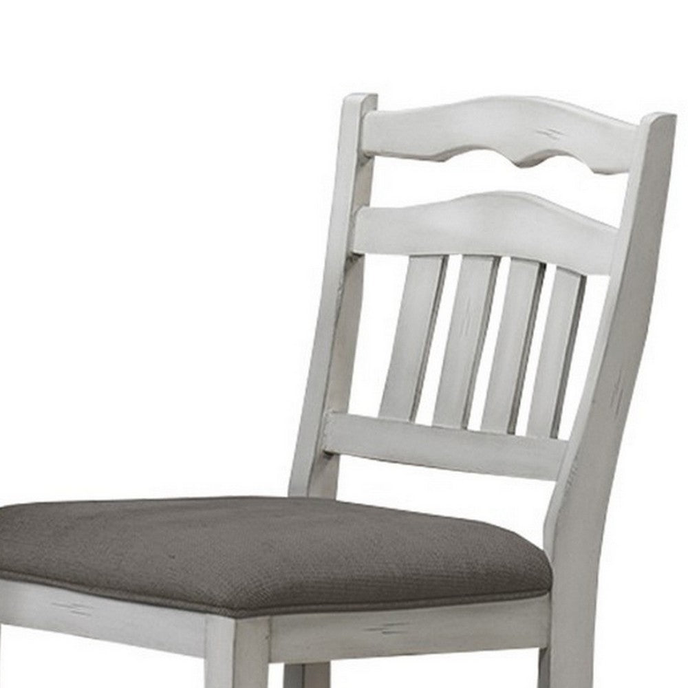 Zeke Counter Height Chairs, Set of 2, Ladder Back, Classic White Wood, Dark Gray -BM326139