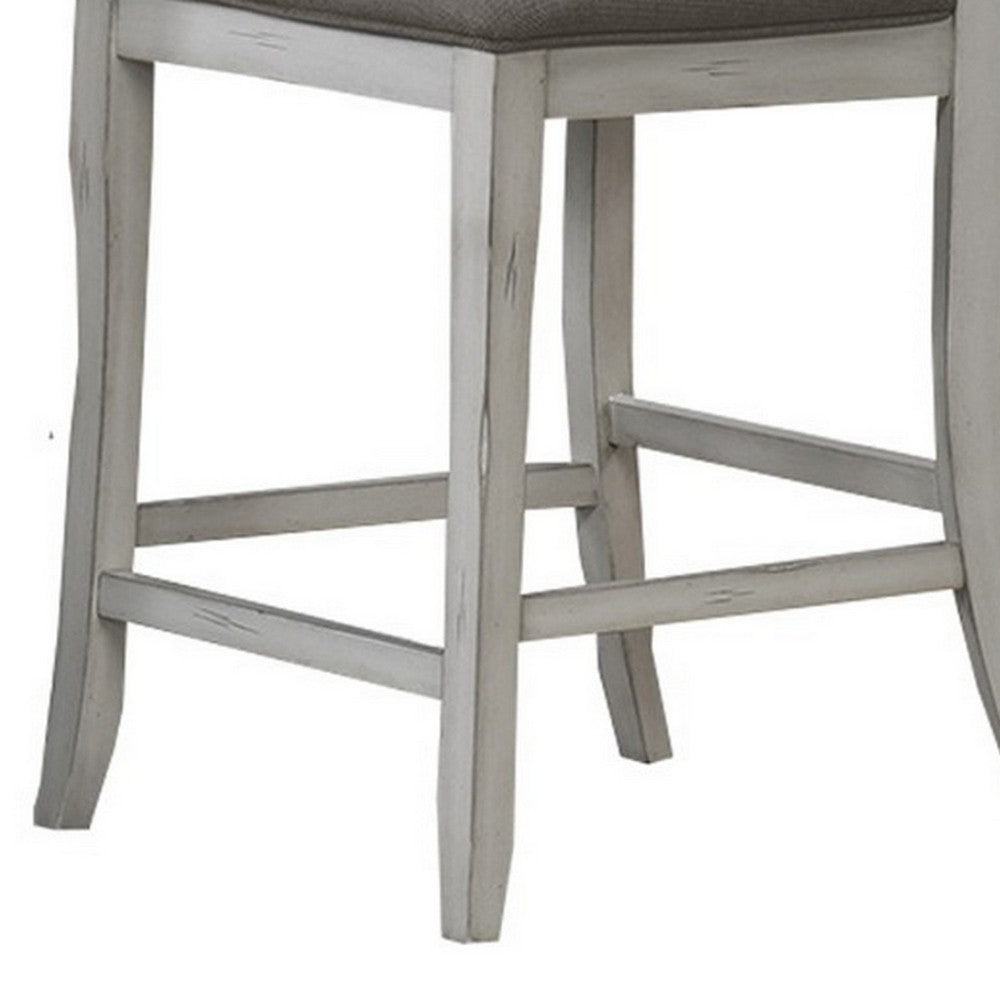 Zeke Counter Height Chairs, Set of 2, Ladder Back, Classic White Wood, Dark Gray -BM326139
