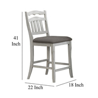 Zeke Counter Height Chairs, Set of 2, Ladder Back, Classic White Wood, Dark Gray -BM326139
