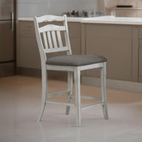 Zeke Counter Height Chair, Ladder Back, Classic White Wood, Dark Gray -BM326139