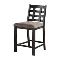 Trixy Counter Height Chairs, Set of 2, Open Square Back, Brown Wood, Beige Fabric -BM326141