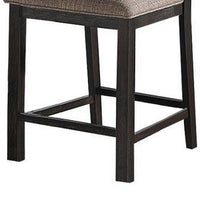Trixy Counter Height Chairs, Set of 2, Open Square Back, Brown Wood, Beige Fabric -BM326141