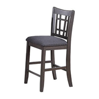 Raha Counter Stool Chair, Nailhead Trim, Open Square Back, Dark Gray -BM326142