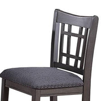 Raha Counter Stool Chair, Nailhead Trim, Open Square Back, Dark Gray -BM326142