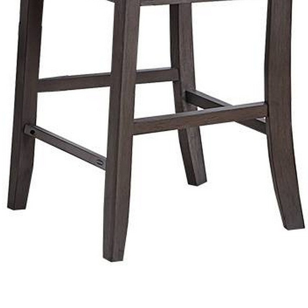 Raha Counter Stool Chair, Nailhead Trim, Open Square Back, Dark Gray -BM326142