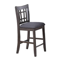 Raha Counter Stool Chair, Nailhead Trim, Open Square Back, Dark Gray -BM326142