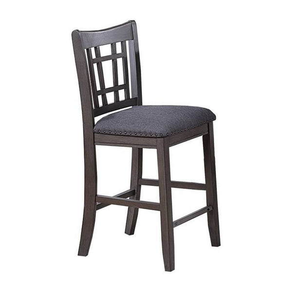 Raha Counter Stool Chair, Nailhead Trim, Open Square Back, Dark Gray -BM326142