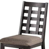 Trixy Dining Chairs, Set of 2, Open Square Back, Espresso Wood, Beige Fabric -BM326144