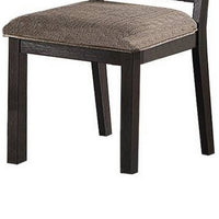 Trixy Dining Chairs, Set of 2, Open Square Back, Espresso Wood, Beige Fabric -BM326144