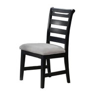Remus Dining Chairs, Set of 2, Ladder Back, Black Rubberwood, Gray Fabric - BM326145