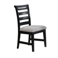 Remus Dining Chairs, Set of 2, Ladder Back, Black Rubberwood, Gray Fabric - BM326145