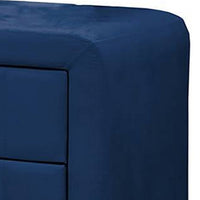 Rheo Nightstand, 2 Drawers, 22 Inch Upholstered in Navy Blue Velvet -BM326147