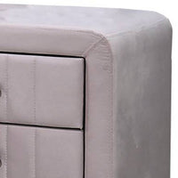 Rheo Nightstand, 2 Drawers, 22 Inch Upholstered in Light Pink Velvet -BM326148