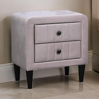 Rheo Nightstand, 2 Drawers, 22 Inch Upholstered in Light Pink Velvet -BM326148