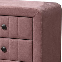 Rheo Nightstand, 2 Drawer, 22 Inch Blush Pink Brushed Linen Upholstery -BM326151