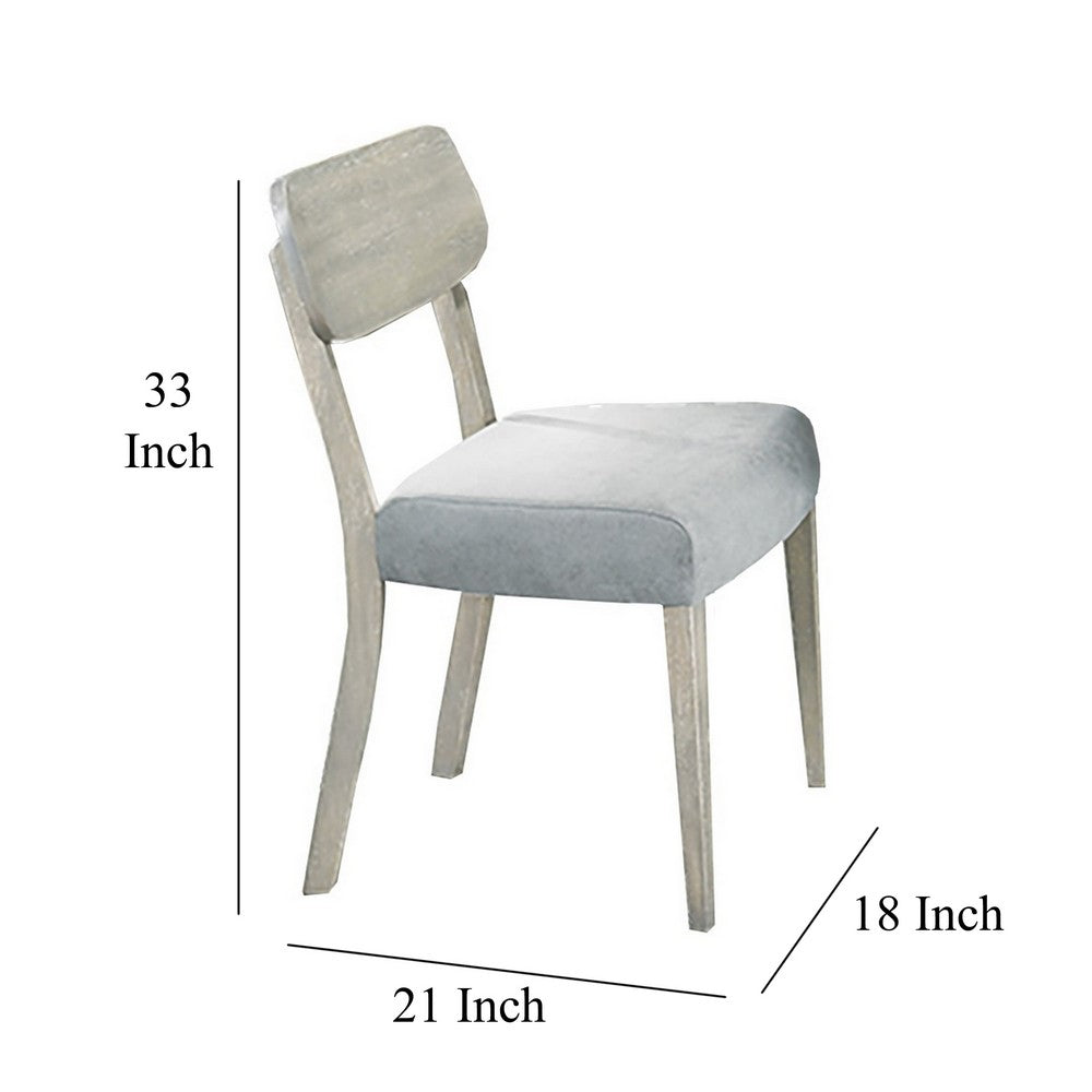 Romy Dining Chairs, Set of 2, Open Back, Natural Wood Grain, Gray Fabric - BM326152