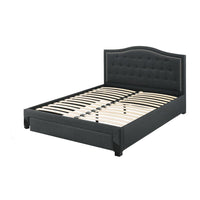 Sey Full Size Bed w Storage Drawers, Dark Gray Upholstered Headboard - BM326156