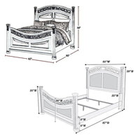 Meo Queen Size Bed, Padded Carved Dark Brown Faux Leather Upholstered - BM326166