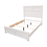 Modern Queen Size Bed, High Headboard w Low Footboard, Whitewash Wood - BM326168
