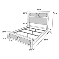 Modern Queen Size Bed, High Headboard w Low Footboard, Whitewash Wood - BM326168