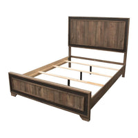 Modern Queen Size Bed w Tall Panel Headboard, Rustic Brown Wood - BM326169