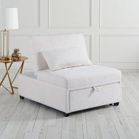 Jiya Convertible Sofa Chair to Single Bed, White Fabric, 76 Inch -BM326175