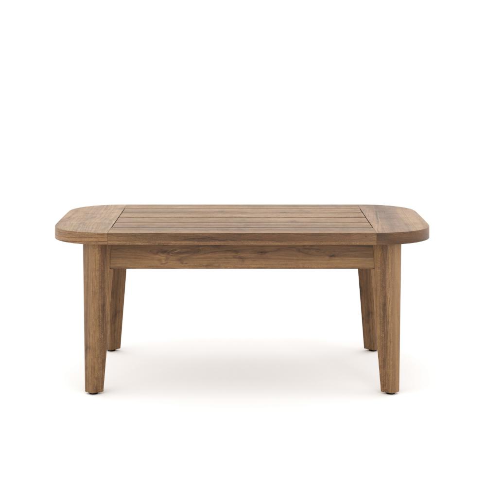 Nea Outdoor Coffee Table, 38 Inch Rectangular Natural Brown Wood Top -BM326194