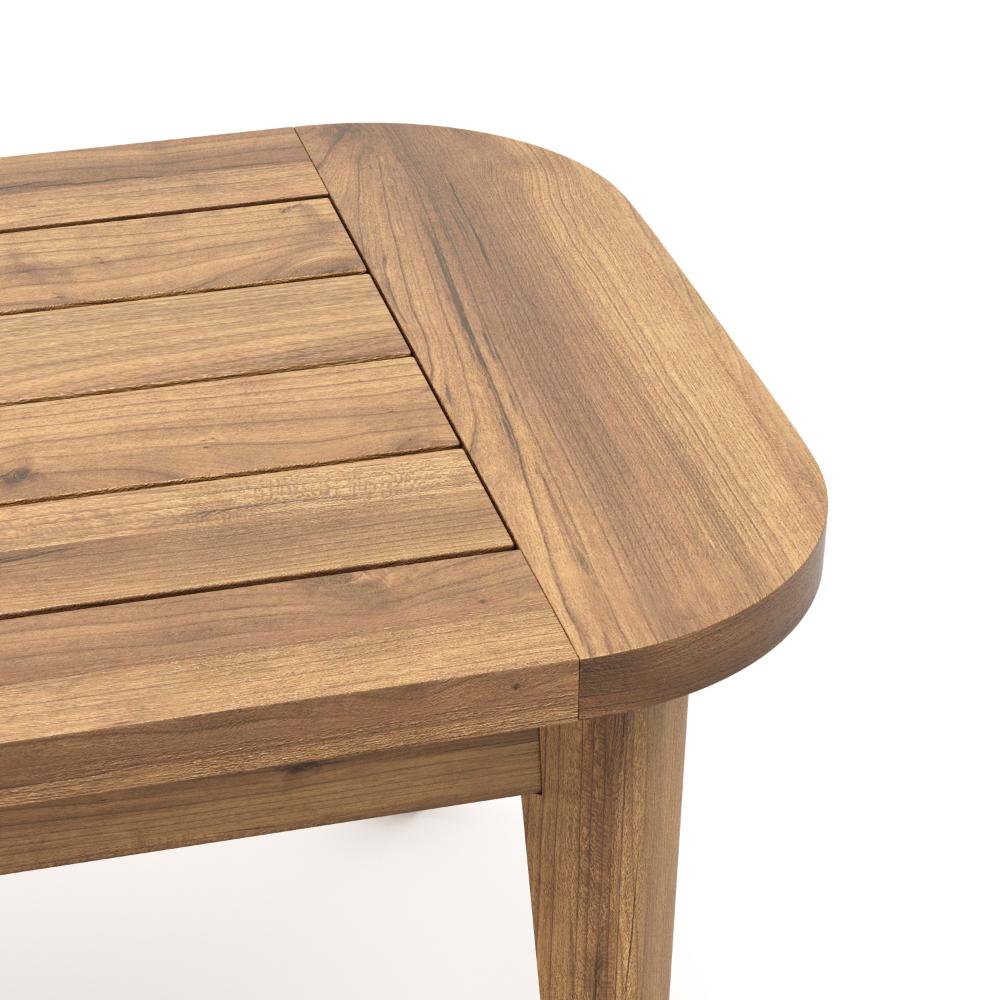 Nea Outdoor Coffee Table, 38 Inch Rectangular Natural Brown Wood Top -BM326194