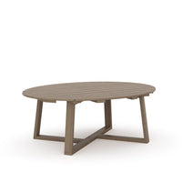 Azy Outdoor Coffee Table, 45 Inch Oval Natural Brown Solid Wood Top