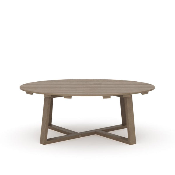 Azy Outdoor Coffee Table, 45 Inch Oval Natural Brown Solid Wood Top -BM326200
