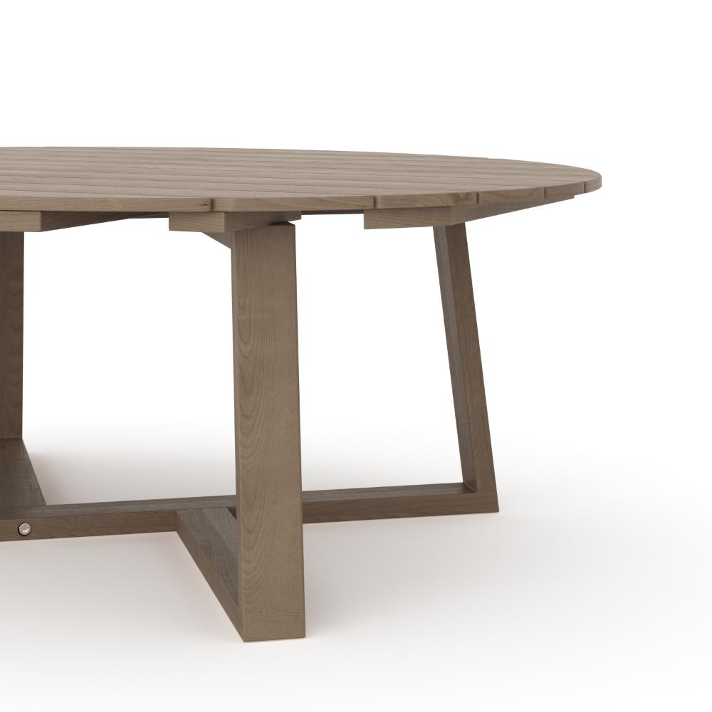 Azy Outdoor Coffee Table, 45 Inch Oval Natural Brown Solid Wood Top -BM326200