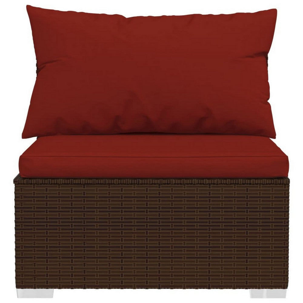 Faye 3pc Outdoor Modular Sectional Sofa Set, 3 Cushions, Red Brown -BM326236