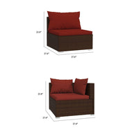 Faye 3pc Outdoor Modular Sectional Sofa Set, 3 Cushions, Red Brown -BM326236