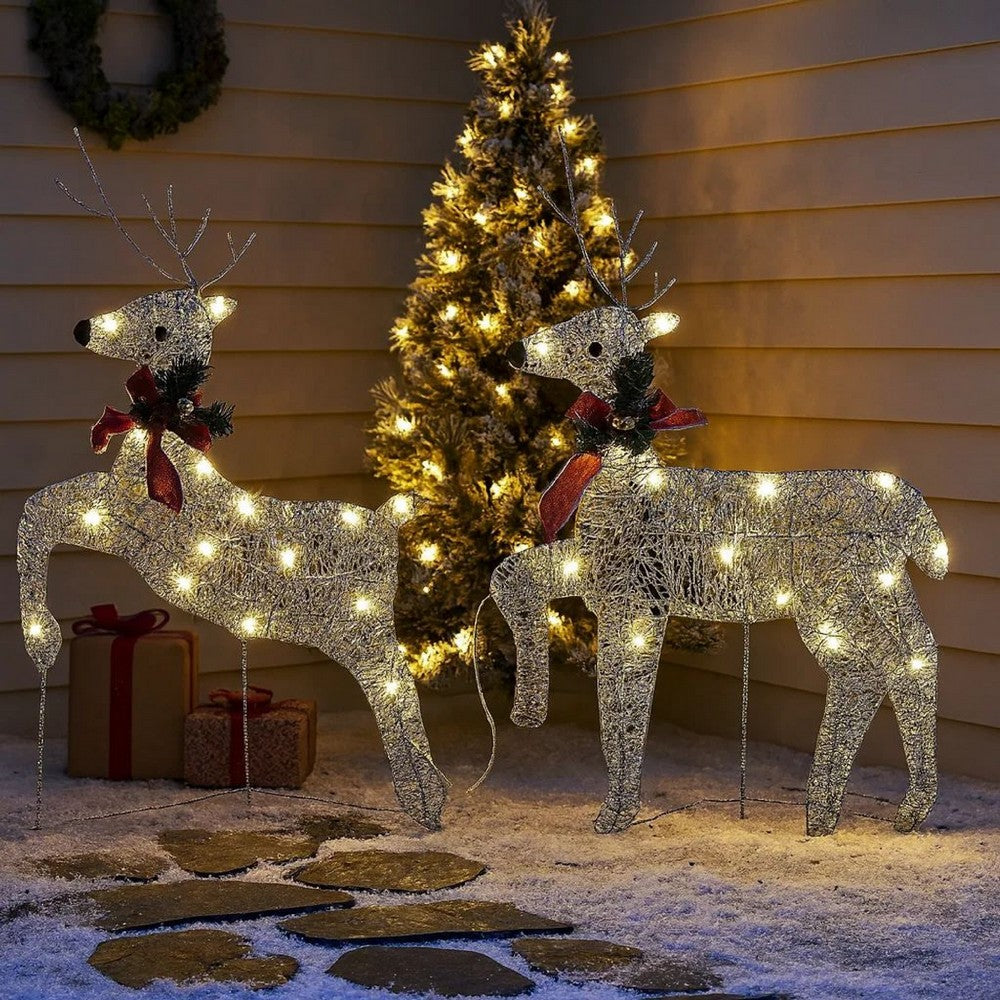 Edy Outdoor Christmas  Decoration Set of 2, 40 Gold LEDs White -BM326243