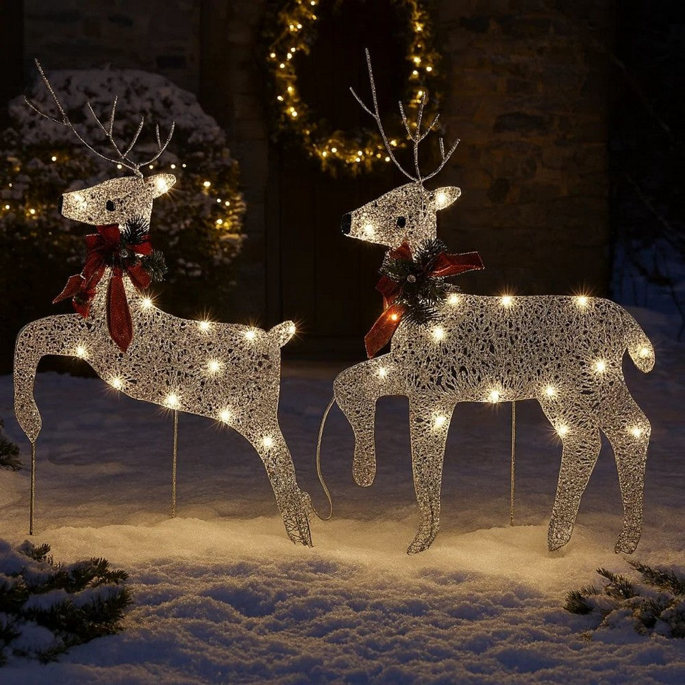 Edy Outdoor Christmas  Decoration Set of 2, 40 Gold LEDs White -BM326243