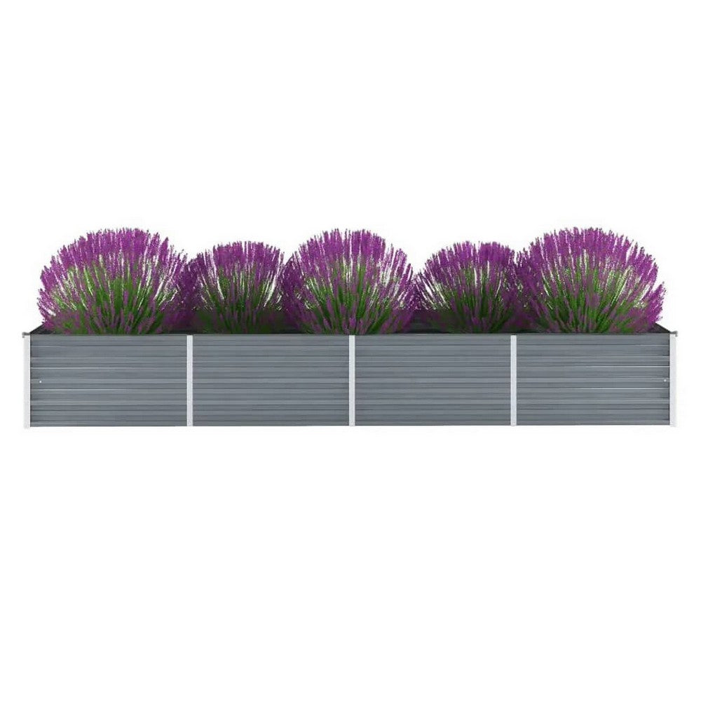 Raised Garden Flower Bed, 32 x 126 Galvanized Steel Gray, Rectangular -BM326246