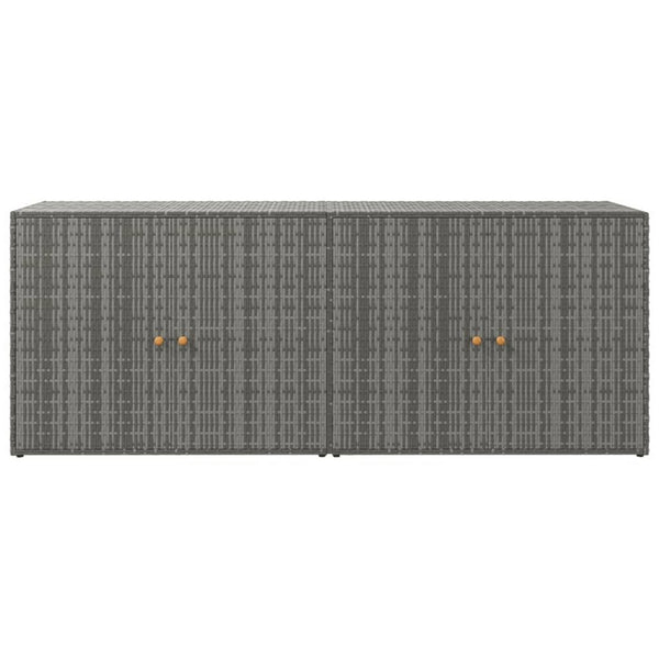 Outdoor Storage Cabinet, 78 Inch Gray Poly Rattan and Brown Solid Wood -BM326255