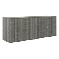 Outdoor Storage Cabinet, 78 Inch Gray Poly Rattan and Brown Solid Wood -BM326255