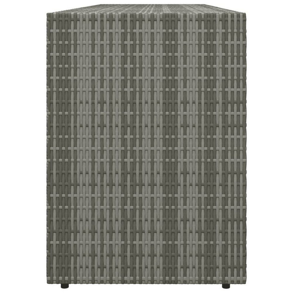 Outdoor Storage Cabinet, 78 Inch Gray Poly Rattan and Brown Solid Wood -BM326255