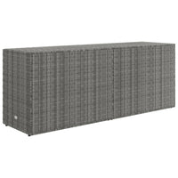 Outdoor Storage Cabinet, 78 Inch Gray Poly Rattan and Brown Solid Wood -BM326255