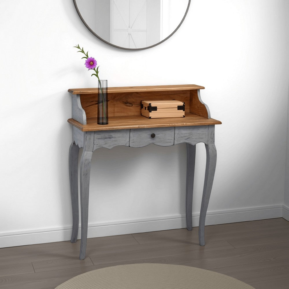Accent Writing Desk, 36 Inch Vintage Style Gray Reclaimed Solid Wood -BM326264